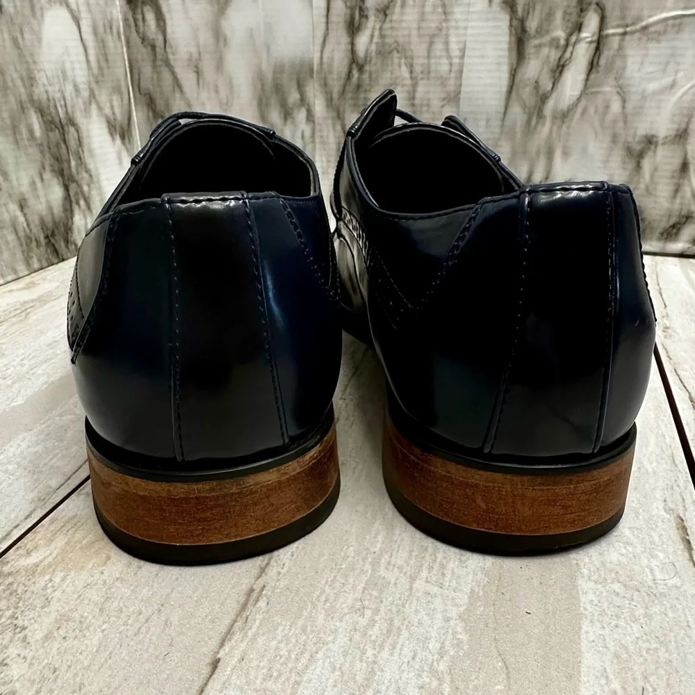 Classic Ombré Navy And Black Lace Up Derby Dress Shoes Office Evening Blokecore